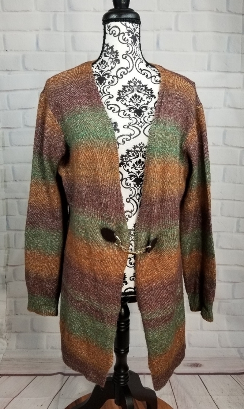 Serengeti open front long sleeve size large cardigan geometric print hoof front